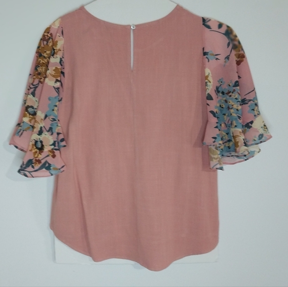 Umge USA   Floral Sleeve Pink Blouse S sz. - Picture 6 of 12